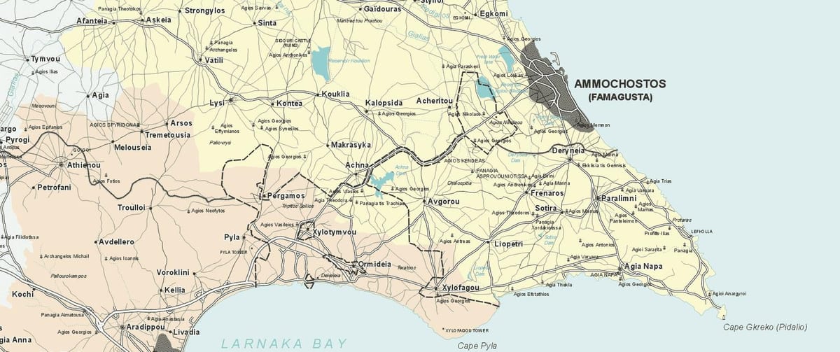 Mapa ayia napa na Kypru