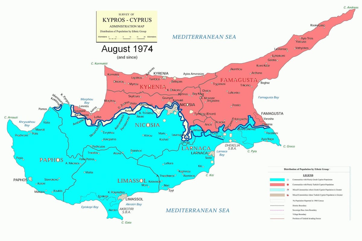 Mapa Kypru divize