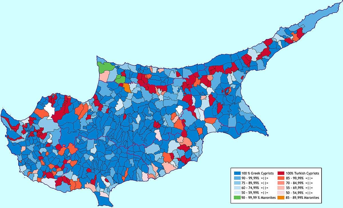 Mapa Kypru etnické