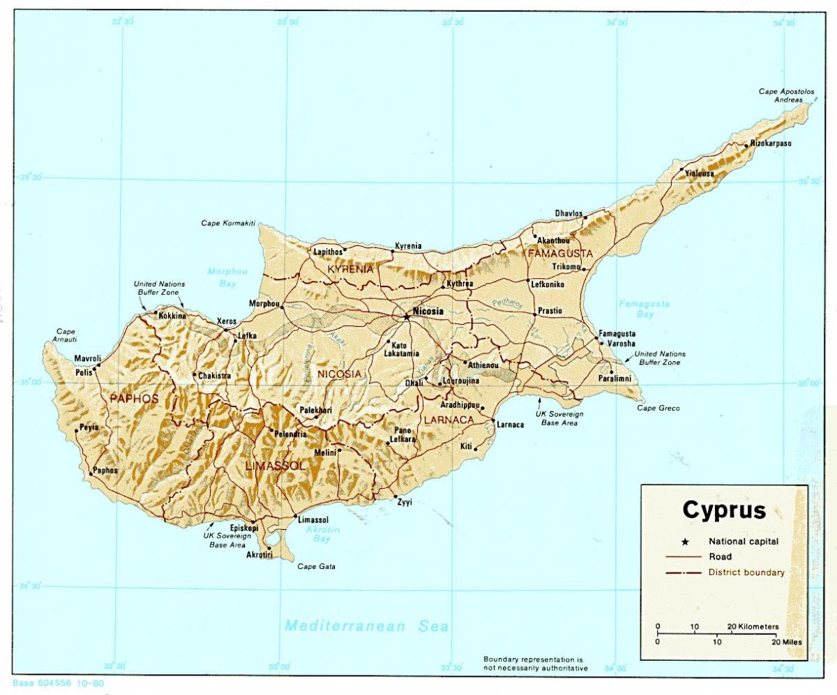Mapa Kypru kontinentu