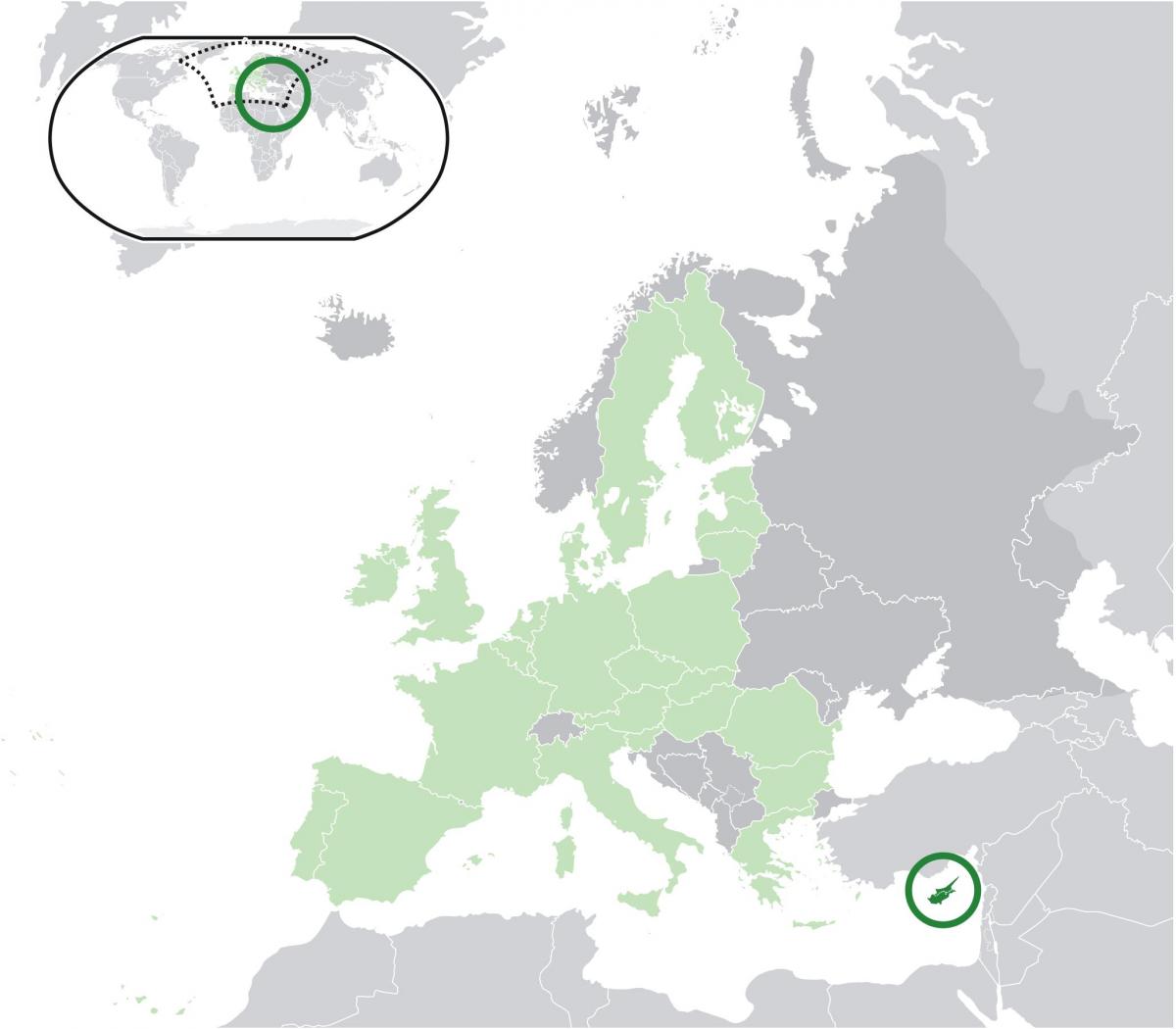 mapa evropy ukazuje, Kypr