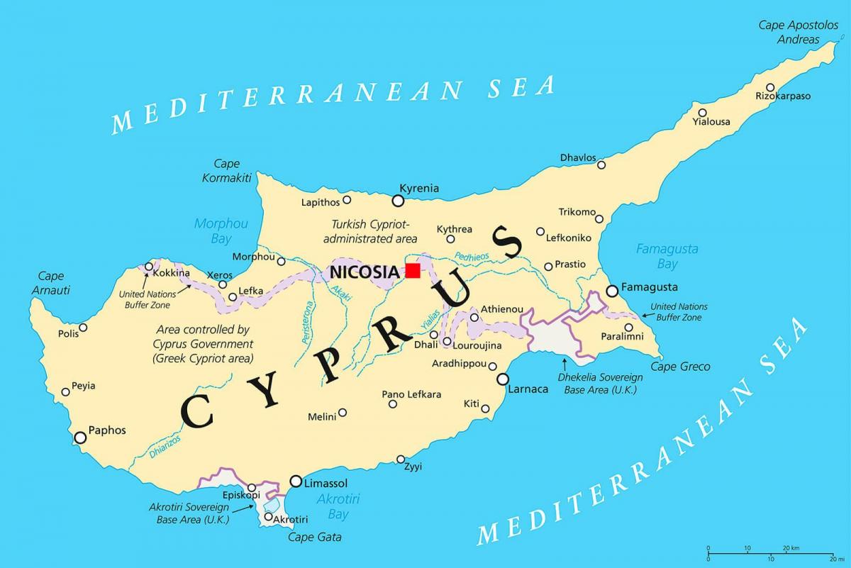 mapa ukazuje Kypr