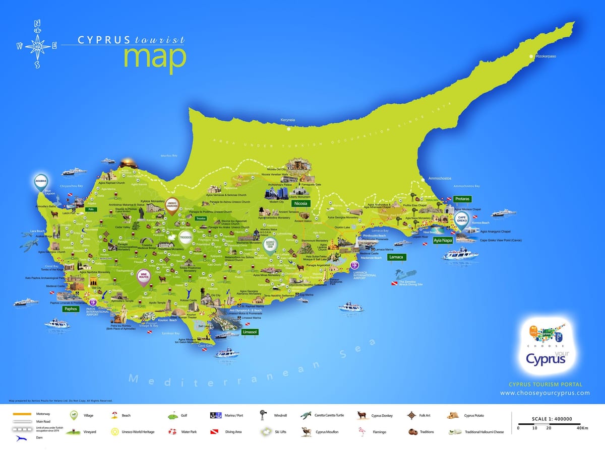 Mapa lara beach Kypr