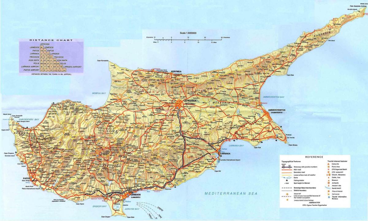 mapa Kypru rekreační střediska