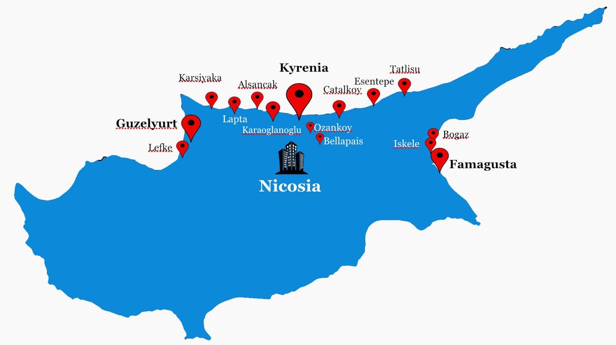 severní Kypr cestovní mapa