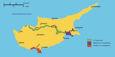 Mapa jižní Kypr
