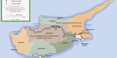 Mapa Kypru hranice