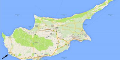 Mapa Kypru ukazuje letišť