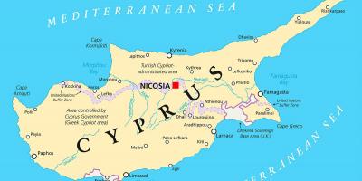 Mapa ukazuje Kypr