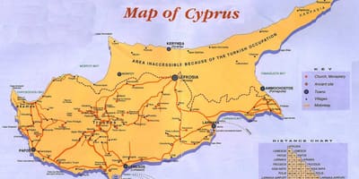 Mapa Kypru vesnic