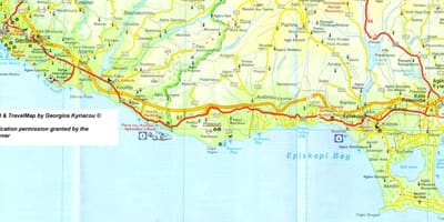 Mapa pissouri beach Kypr 